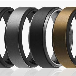 ROQ Silicone Rubber Ring Mens Breathable Air Flow Grooves Men size 7 4pc NEW